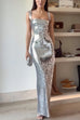 Mixiedress Sleeveless Open Back Sequin Bodycon Maxi Party Dress