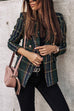 Mixiedress Double Breasted Open Front Plaid Blazer Jacket