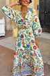 Mixiedress 3/4 Sleeves Twist Front Floral Print Tiered Maxi Dress