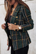 Mixiedress Double Breasted Open Front Plaid Blazer Jacket