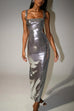 Mixiedress Sleeveless Open Back Sequin Bodycon Maxi Party Dress