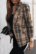 Mixiedress Double Breasted Open Front Plaid Blazer Jacket