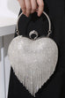 Mixiedress Luxury Heart Shape Rhinestones Tassel Evening Handbag