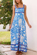 Mixiedress Ric Rac Trim Pocketed Unique Print Maxi Cami Dress