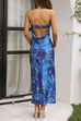 Mixiedress Strapless Scooped Cowl Backless Floral Print Maxi Dress