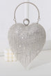 Mixiedress Luxury Heart Shape Rhinestones Tassel Evening Handbag