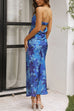 Mixiedress Strapless Scooped Cowl Backless Floral Print Maxi Dress