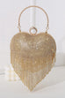 Mixiedress Luxury Heart Shape Rhinestones Tassel Evening Handbag