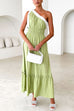 Mixiedress Tie Bow One Shoulder Waisted Ruffle Maxi Dress