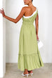 Mixiedress Tie Bow One Shoulder Waisted Ruffle Maxi Dress