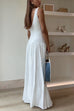 Sleeveless Button Up Backless Swing Maxi Dress