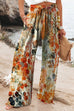 Mixiedress Drawstring Elastic Waist Wide Leg Floral Print Pants