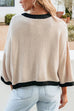 Mixiedress Crewneck Drop Shoulder Color Block Knit Sweater