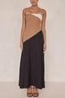 Mixiedress Strapless Color Block Pocketed Maxi Party Dress