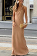 Mixiedress Decorative Knot One Shoulder Sleeveless Maxi Party Dress