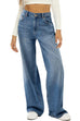 Mixiedress Casual Wide Leg Distressed Denim Pants