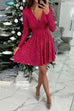 Mixiedress Wrap V Neck Waisted Sequin Mini Party Dress