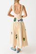 Mixiedress Sleeveless Tropic Print Open Back Ruffle Maxi Dress