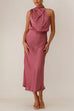 Mixiedress Sleeveless Mockneck Waisted Maxi Dress