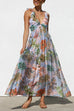 Mixiedress Sleeveless V Neck Floral Print Maxi Holiday Dress