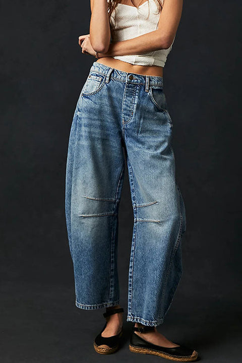 Mixiedress Mid Rise Barrel Leg Jeans