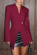 Mixiedress Chic V Neck Single Button Irregular Blazer