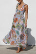 Mixiedress Sleeveless V Neck Floral Print Maxi Holiday Dress