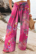 Mixiedress Drawstring Elastic Waist Wide Leg Floral Print Pants