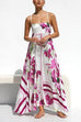 Mixiedress Spaghetti Strap High Waist Floral Print Swing Maxi Vacation Dress