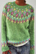 Mixiedress Long Sleeves Diamond Print Fuzzy Sweater(in 3 Colors)