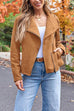 Mixiedress Zip Up Pocketed Faux Suede Moto Jacket(in 7 Colors)