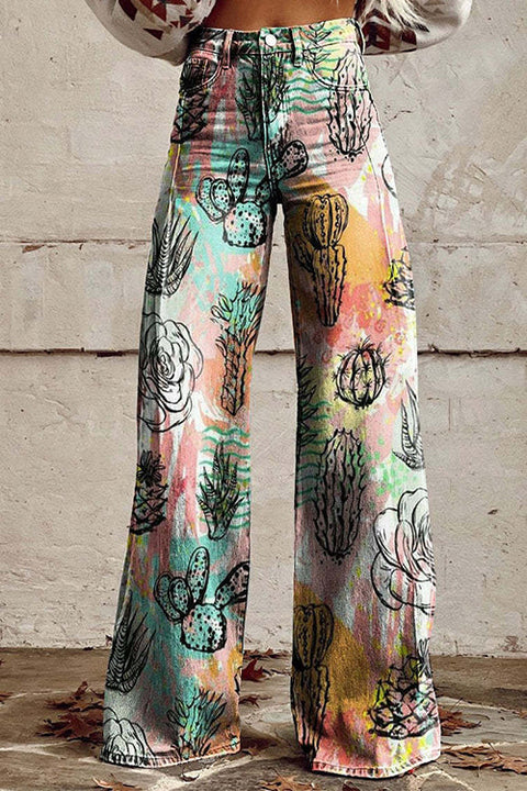 Mixiedress High Waist Unique Print Wide Leg Pants