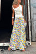 Abstract Print High Waist Swing Maxi Skirt