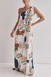 Mixiedress Tie Knot One Shoulder Floral Print Maxi Dress