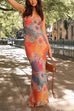 Mixiedress Lace Trim Floral Print Bodycon Cami Maxi Holiday Dress