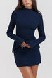 Mixiedress Mockneck Long Sleeves Bodycon Mini Dress