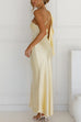 One Shoulder Sleeveless Open Back Satin Maxi Dress