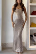 Mixiedress Strapless Back Slit Rhinestone Bodycon Maxi Party Dress