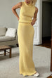 Mixiedress Cowl Neck Sweater Top and Elastic Waist Maxi Skirt Set