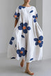 Mixiedress Printed Short Sleeves Pocketed A-line Midi Dress