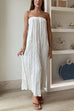 Strapless Tube Crinkled Maxi Vacation Dress