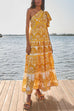 Mixiedress One Shoulder Flutter Sleeve Tiered Printed Maxi Dress