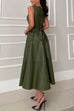 Mixiedress Sleeveless Tie Waist Ruffle Tiered Faux Leather Midi Dress