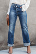 Mixiedress High Waist Straight Leg Ripped Denim Pants