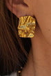 Mixiedress Textured Gold Rectangle Stud Earrings