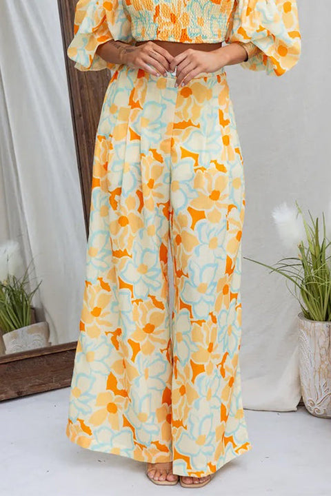 High Waist Printed Wide Leg Palazzo Pants