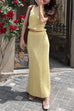 Mixiedress Cowl Neck Sweater Top and Elastic Waist Maxi Skirt Set