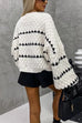 Mixiedress Lantern Sleeves Color Block Chunky Knit Sweater