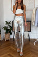 Mixiedress High Rise Metallic Faux Leather Cropped Pants