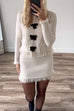 Mixiedress Crewneck Frayed Hem Pocketed Bow Sweater